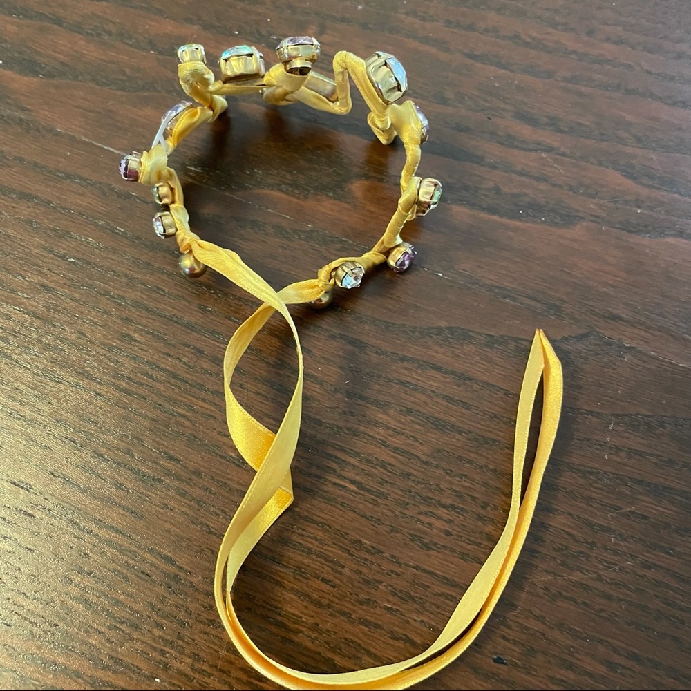 Adjustable Yellow Rhinestone Bracelet - image 5